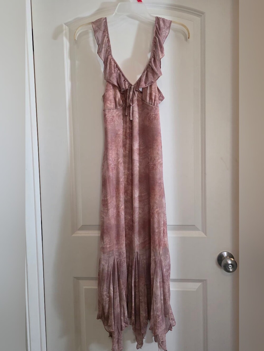 Ruffle-Trim Maxi Dress in Dusty Rose